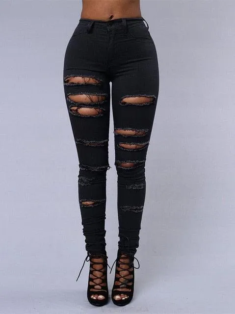 Ripped Skinny jeans - Black/White