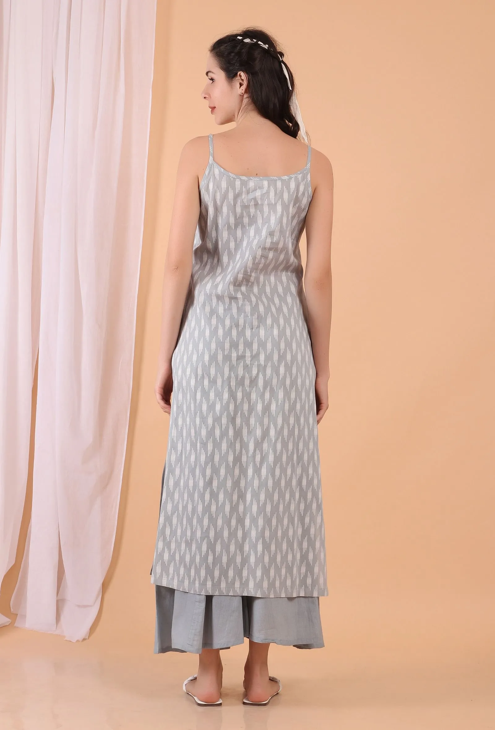 Set of 2: Cadet Grey Cotton Slip with Palazzo Pants