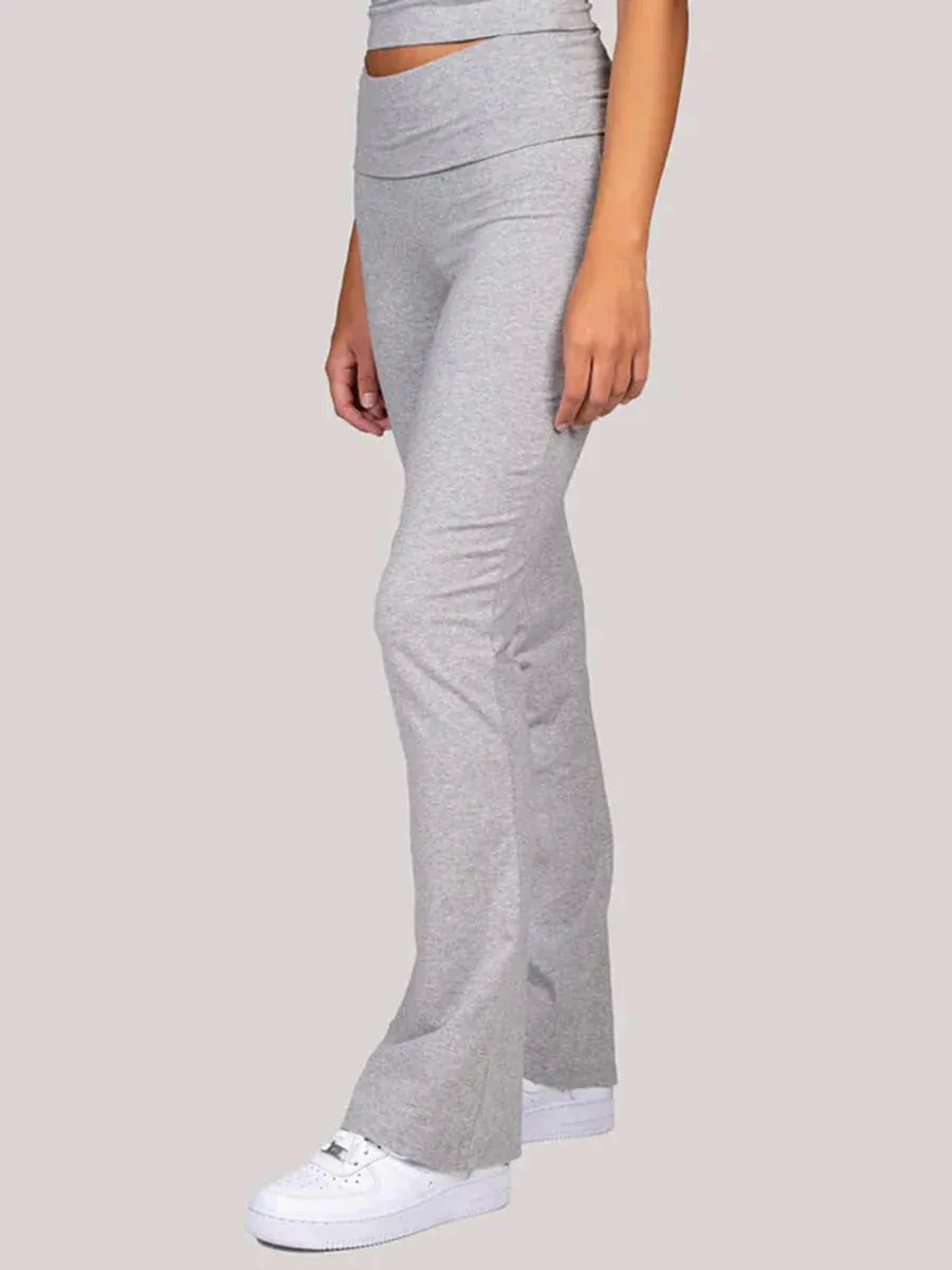 Solid Micro-Flared Pants High