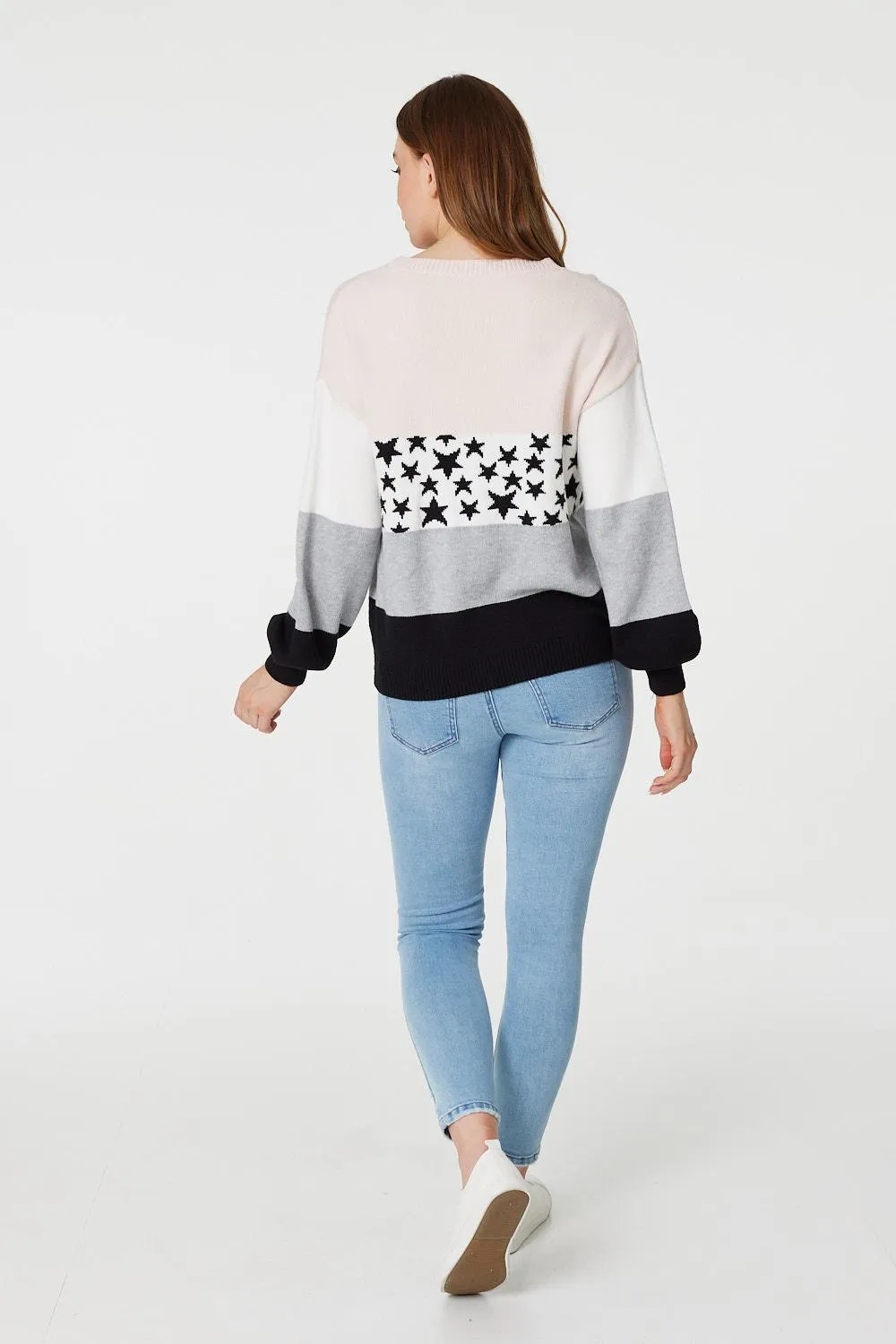 Star Print Long Sleeve Knit Jumper