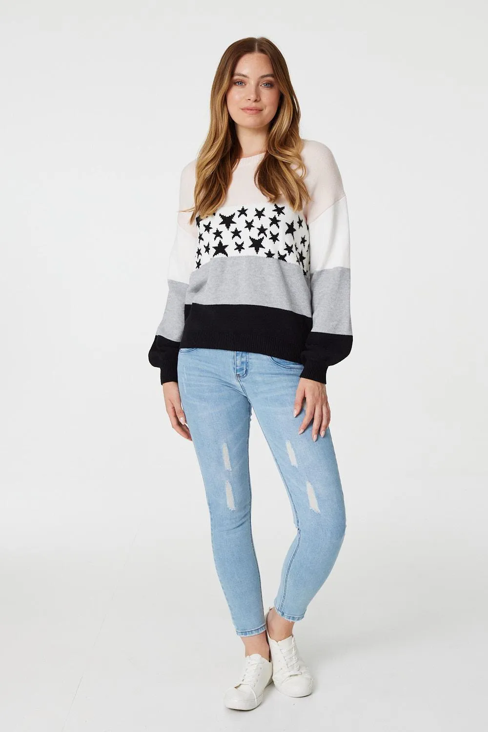 Star Print Long Sleeve Knit Jumper