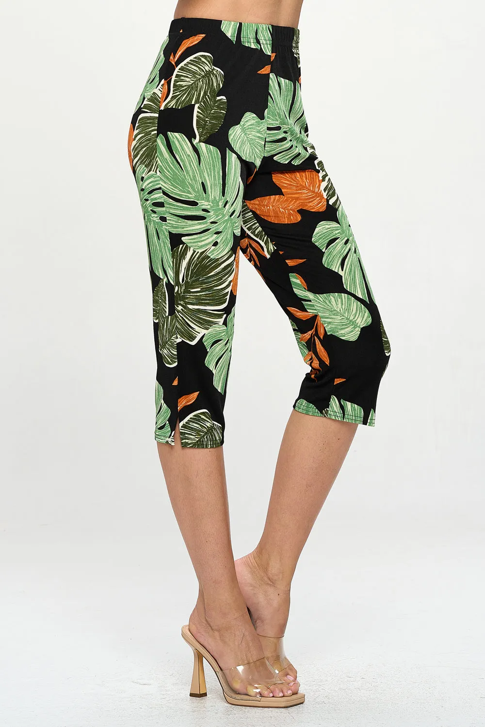 Stretchy Tank Capri Pant Set Print-9002BN-TRP1-W389