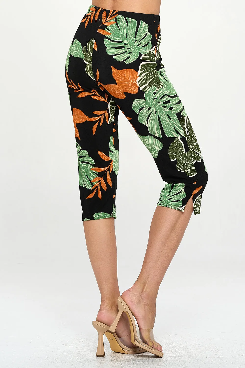 Stretchy Tank Capri Pant Set Print-9002BN-TRP1-W389