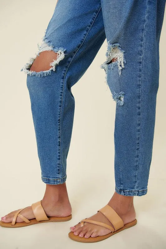 TEEK - Medium Stone Distressed Slouchy Jeans