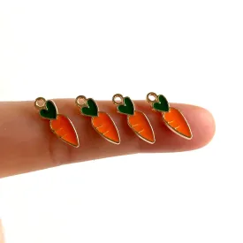 Tiny Carrot charms Enamel Metal pendants