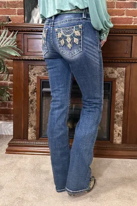 Turquoise Goddess Mid Rise Bootcut Jean by Miss Me