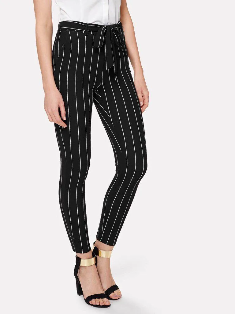 Vertical Striped Skinny Pants