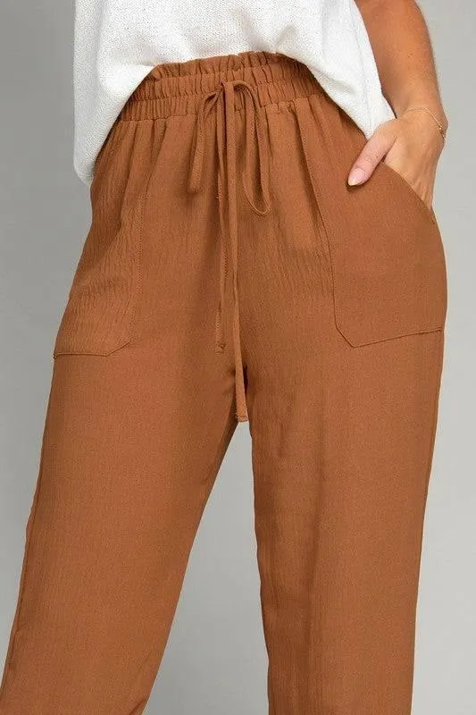 Women's waist tie jogger pants